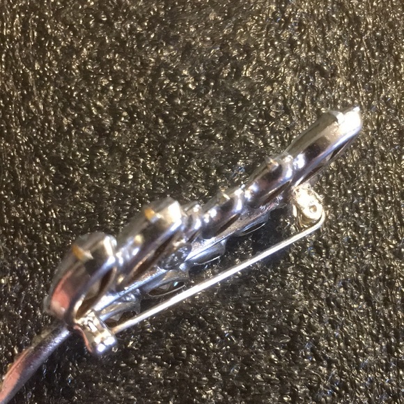 VTG Kramer New York Clear Marquis Rhinestone Pave Silver Brooch Pin Signed - Picture 16 of 16